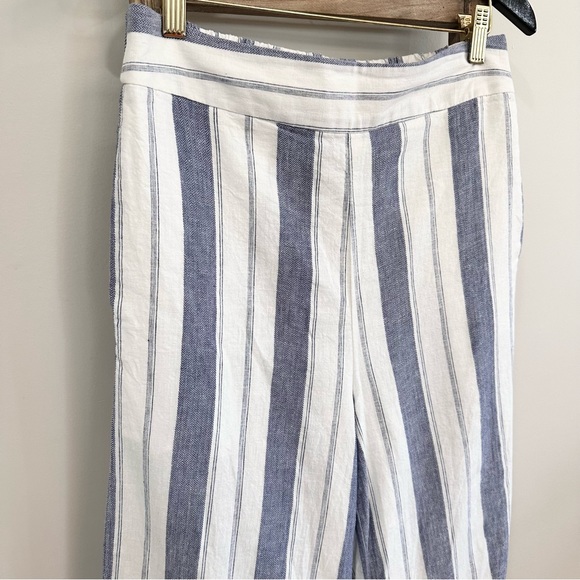 Madewell Huston Linen Blend Stripe Pull On Crop Pant Blue/White Size Med… - Picture 10 of 16